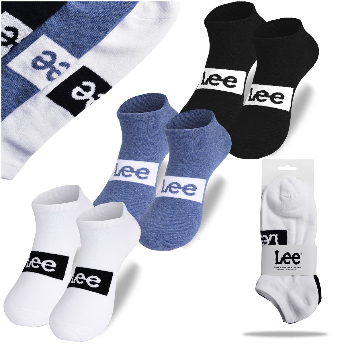 Lee Skarpety Męskie Stopki Bawełniane 3 pary Rozmiar 39/42