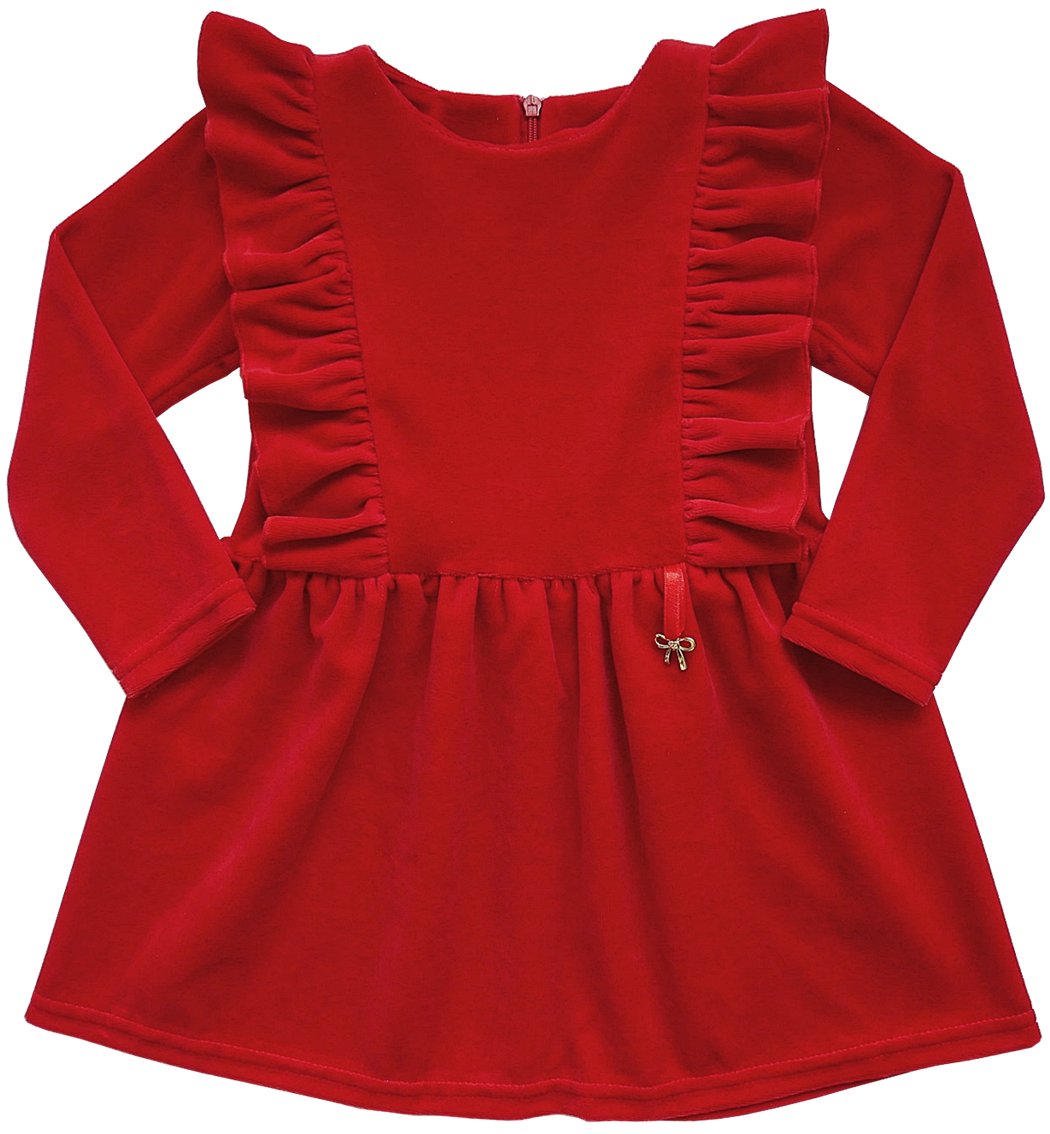 Sukienka świąteczna WELUROWA z falbankami Revaj czerwona 68