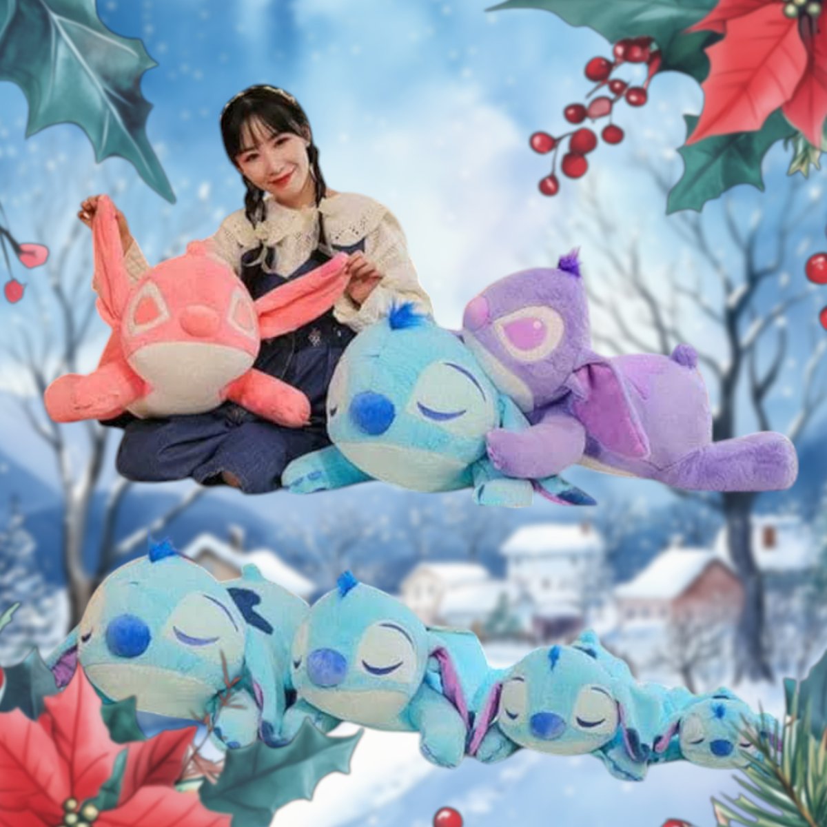 Śpiący Stitch Duża Maskotka Zabawka Lilo I Stich Pluszak Przytulanka 60Cm Niebieska