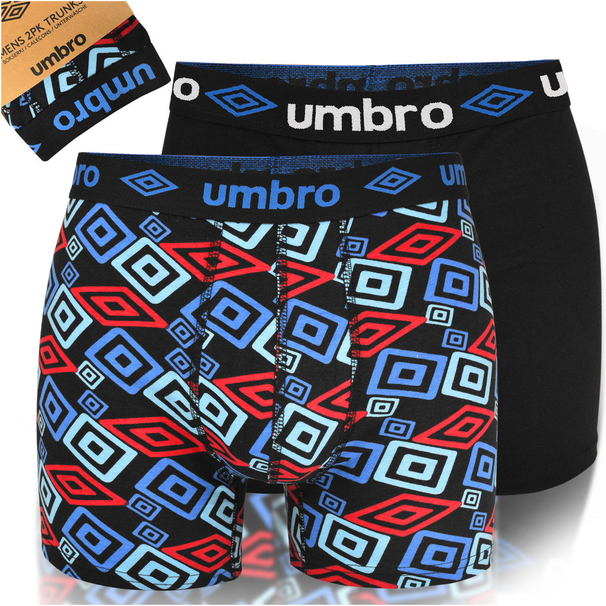 Umbro Bokserki Męskie Bawełniane Kolorowe 2 sztuki 0197 Rozmiar L