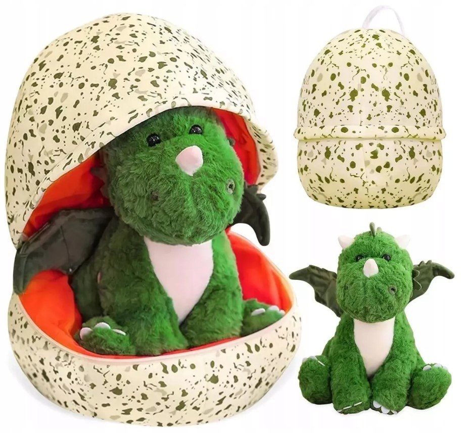 PLUSZOWY DINOZAUR W JAJKU ZABAWKA 2w1 PREZENT MASKOTKA PRZYTULANKA 25cm