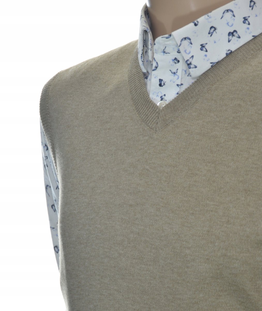 Sweter męski wełniany bez rękawów bezrękawnik pulower kamizelka męska M