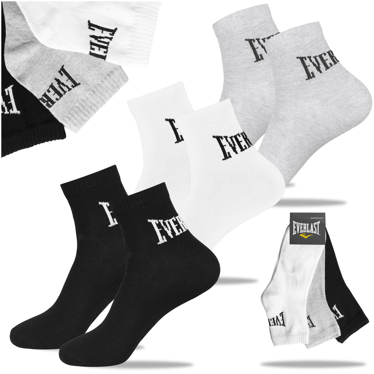 Everlast Skarpety Męskie Zakostki Bawełniane 3 pary SKQ002 Rozmiar 39/42