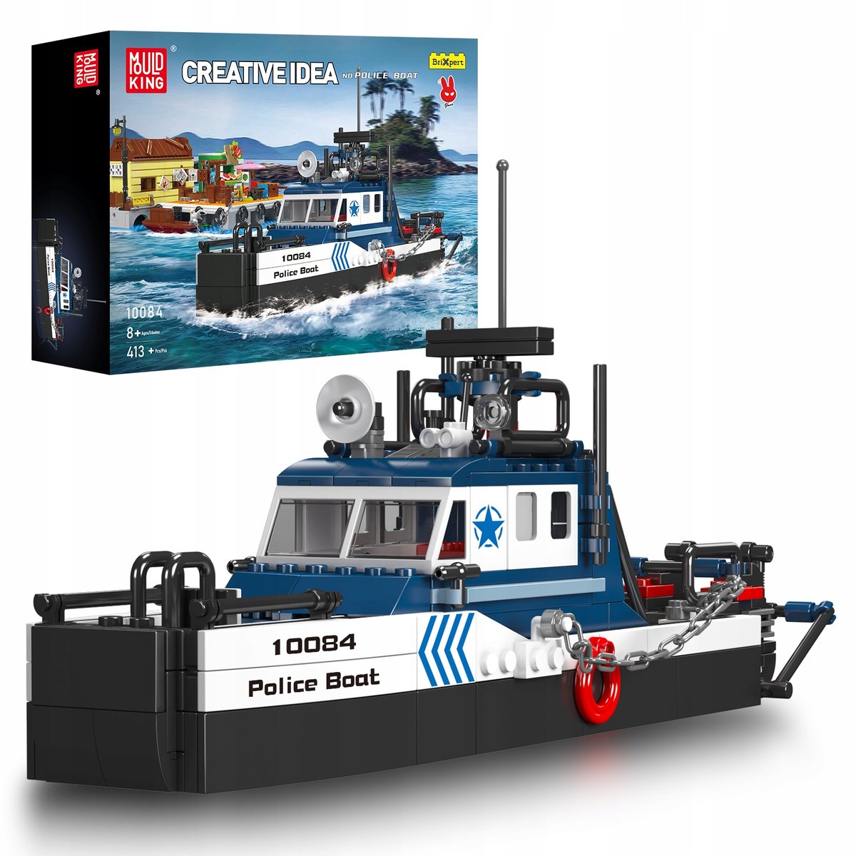 Klocki Mould King 10084 Łódź Policyjna zestaw do budowania CREATIVE statki