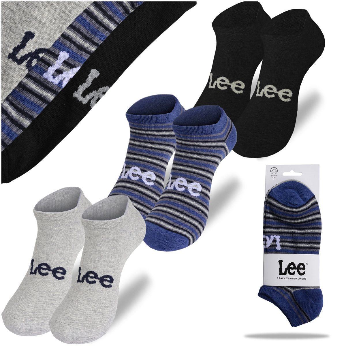 Lee Skarpety Męskie Stopki Bawełniane 3 pary Rozmiar 39/42