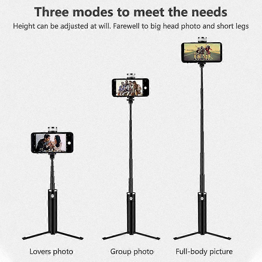 Statyw Selfie Stick, wysuwany selfie stick z odłączaną zdalną migawką Bluetooth i światłem wypełniającym, kompatybilny z wieloma smartfonami czarny...