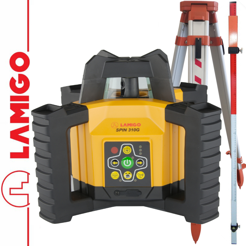 Niwelator laserowy SPIN 310G LAMIGO + Statyw aluminiowy 1,6m + Łata laserowa 2,4m