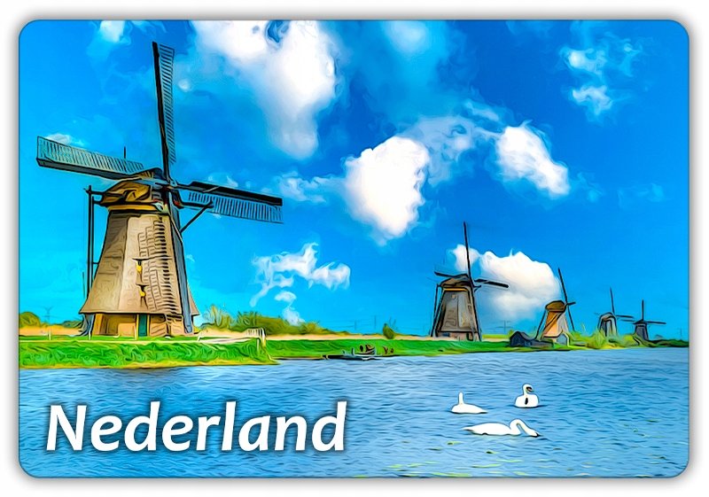 HOLANDIA - Wiatraki - Krajobraz - Kinderdijk - Magnes na lodówkę