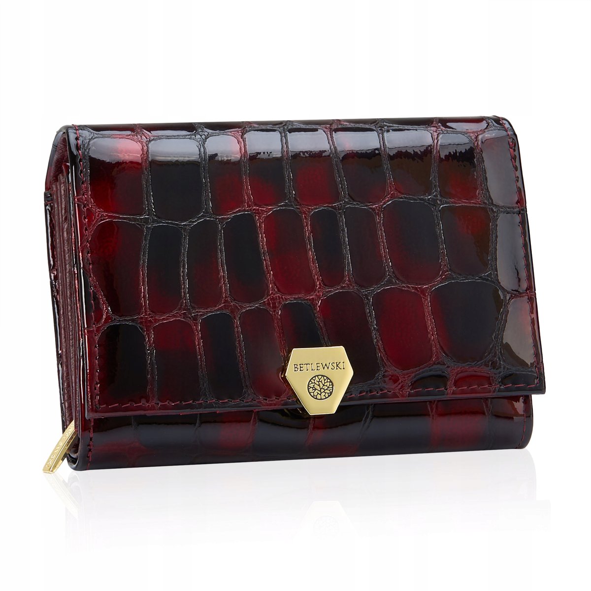 Betlewski portfel damski ze skóry naturalnej mały klasyczny elegancki