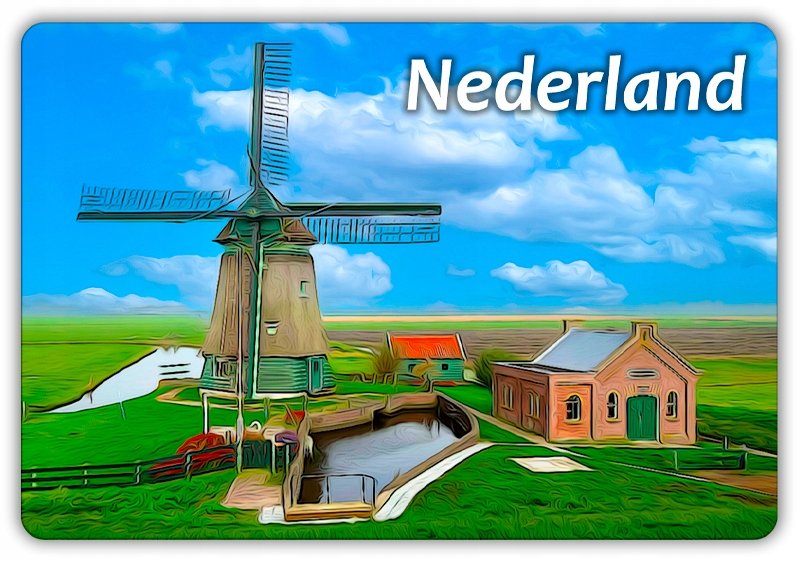 HOLANDIA - Wiatraki - Krajobraz - Kinderdijk - Magnes na lodówkę