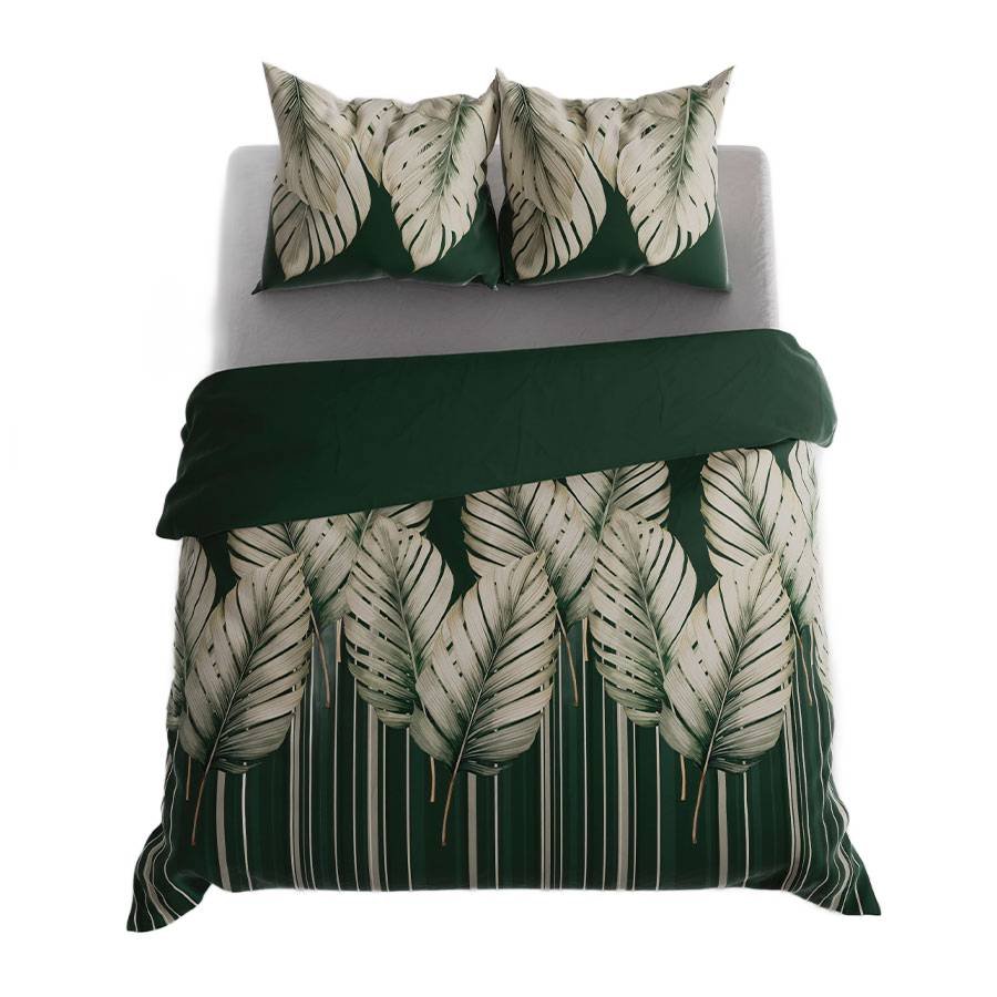 Pościel satynowa 160x200 Tropicana liście