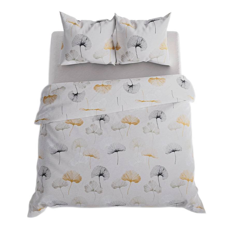 Pościel satynowa 160x200 Ginko liście