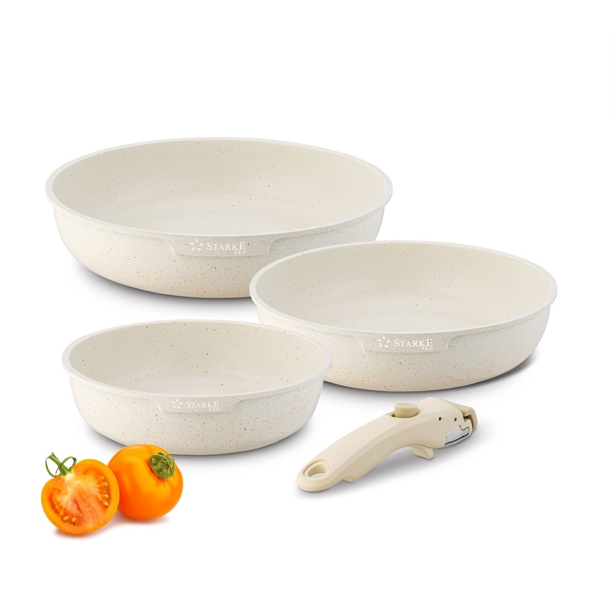 Komplet 3 PATELNIE INDUKCJA non stick ODPINANA RĄCZKA 20/24/26cm Compacti Starke Pro