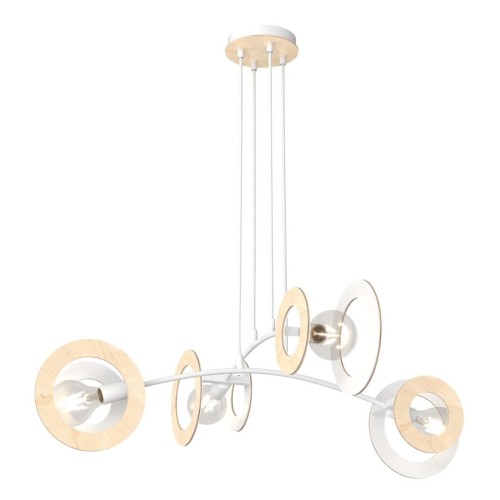 Skiva lampa wisząca 4xE27 biała/jasne drewno 1410/4