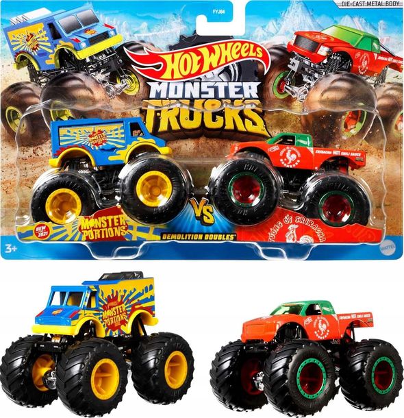 Monster Jam 2x Mini Monster Truck Zabawka Dla Chłopców Samochód Hot Wheels