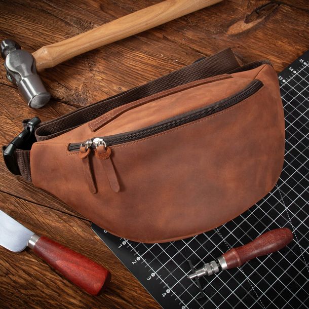 Nerka Skórzana Męska Duża XL Karmelowa Brązowa Elegancka Belveder NX19
