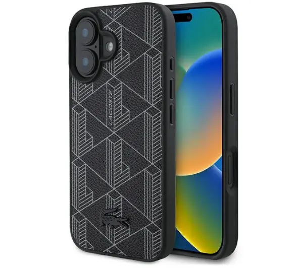 Lacoste Blend Monogram MagSafe do iPhone 16 Czarny