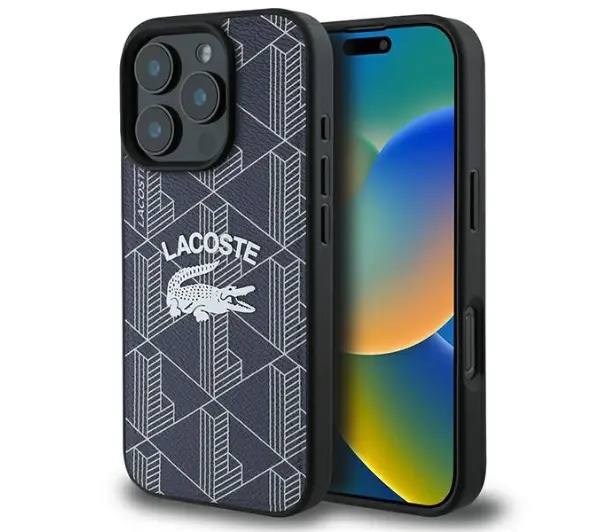 Lacoste Monogram Vintage Logo MagSafe do iPhone 16 Pro Max Granatowy