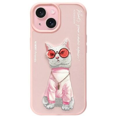 Etui NIMMY Glasses Cool Cat do Apple iPhone 15 Różowy