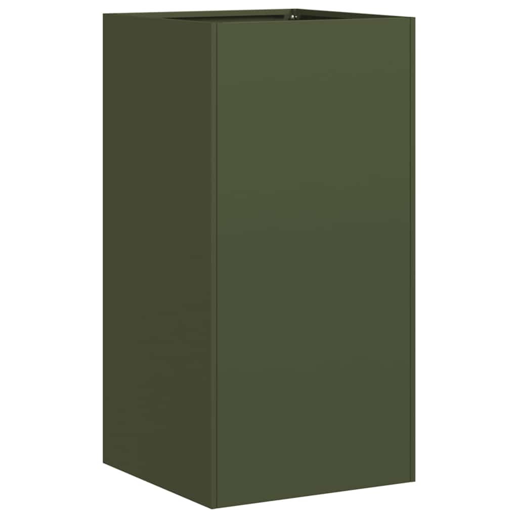 vidaXL Donica, oliwkowa, 40x40x80 cm, stal walcowana na zimno