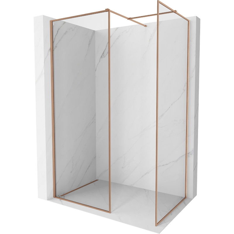 Mexen Kioto-F ścianka prysznicowa Walk-in z ramką 115 x 80 cm, transparent 8 mm, miedź szczotkowana - 800-115-202-04-65-080