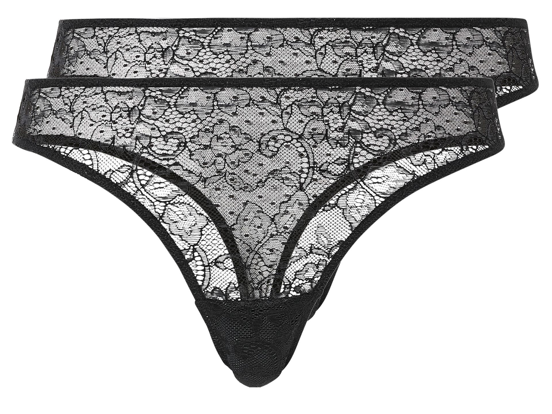 esmara® Stringi damskie, 2 pary (M (40/42), Czarny)
