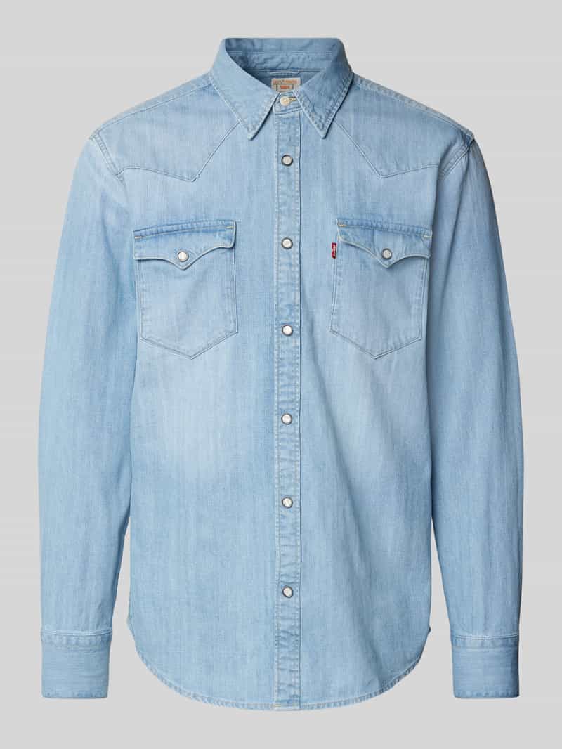 Koszula jeansowa o kroju regular fit z detalem z logo