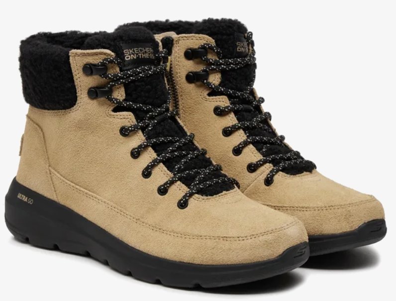 Skechers Damskie Zimowe Botki Glacial Ultra Woodlands Beżowe 36,5 EU