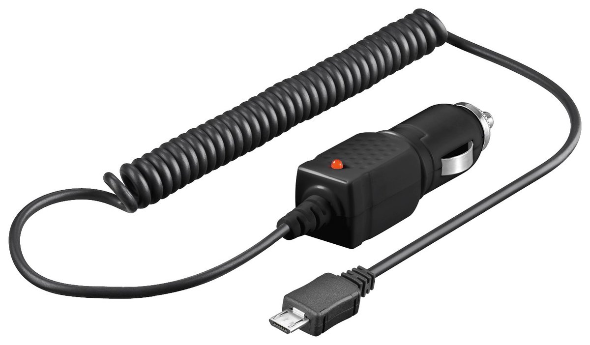 Goobay Ładowarka samochodowa Micro-USB 5W/1A 5V spiralny kabel