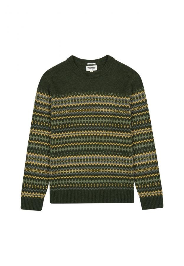 SWETER MĘSKI WRANGLER 112357294 FAIRISLE SWEATER VERDANT GREEN L