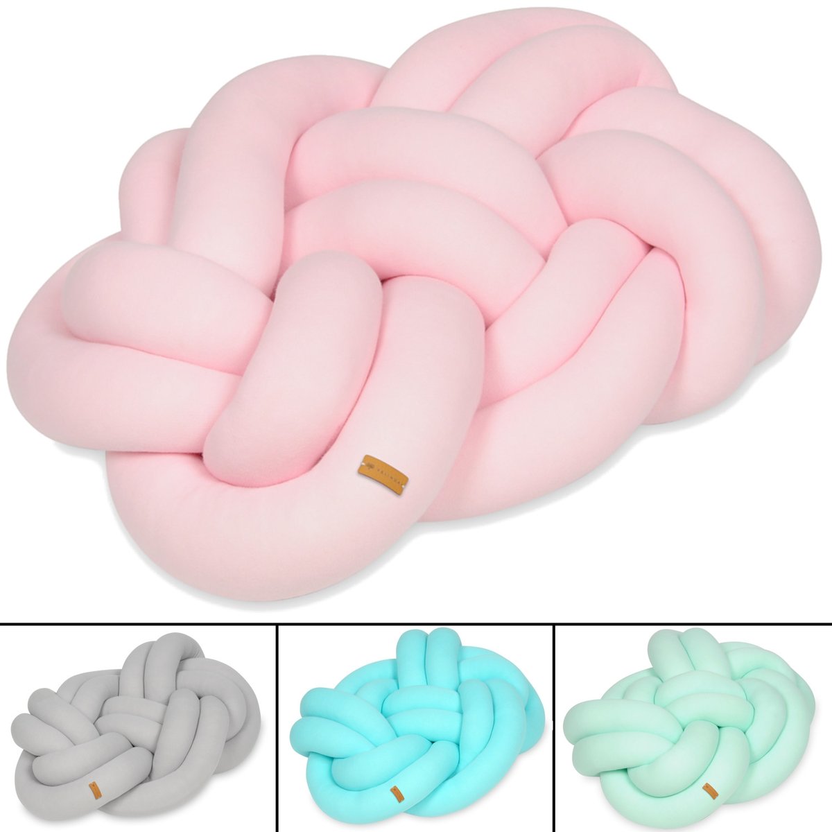 Poduszka dekoracyjna, precel, knot, warkocz 50x40cm Poduszka dekoracyjna, precel, knot, warkocz 50x40cm (wzór: pudrowy róż)