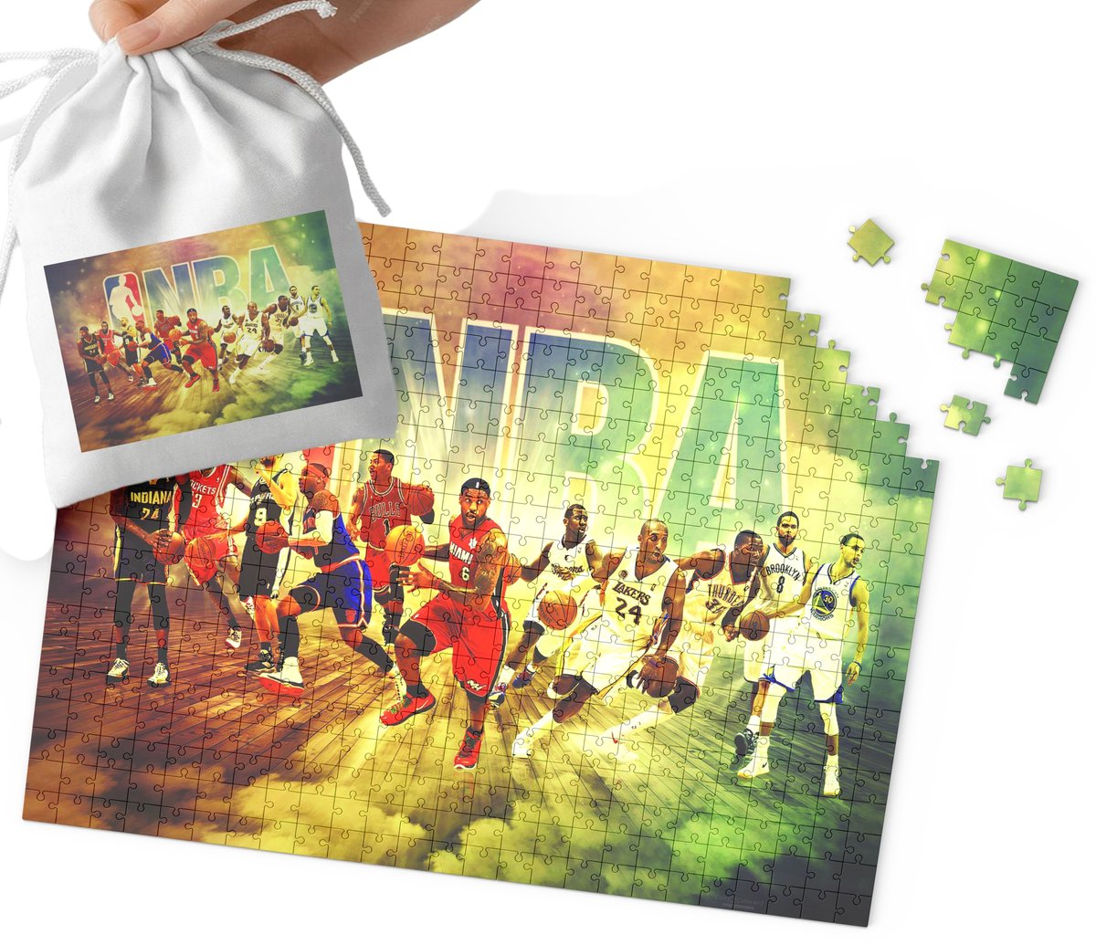 PUZZLE - KOSZYKÓWKA NBA WZORY DLA FANA KOSZYKÓWKI 110EL + WORECZEK