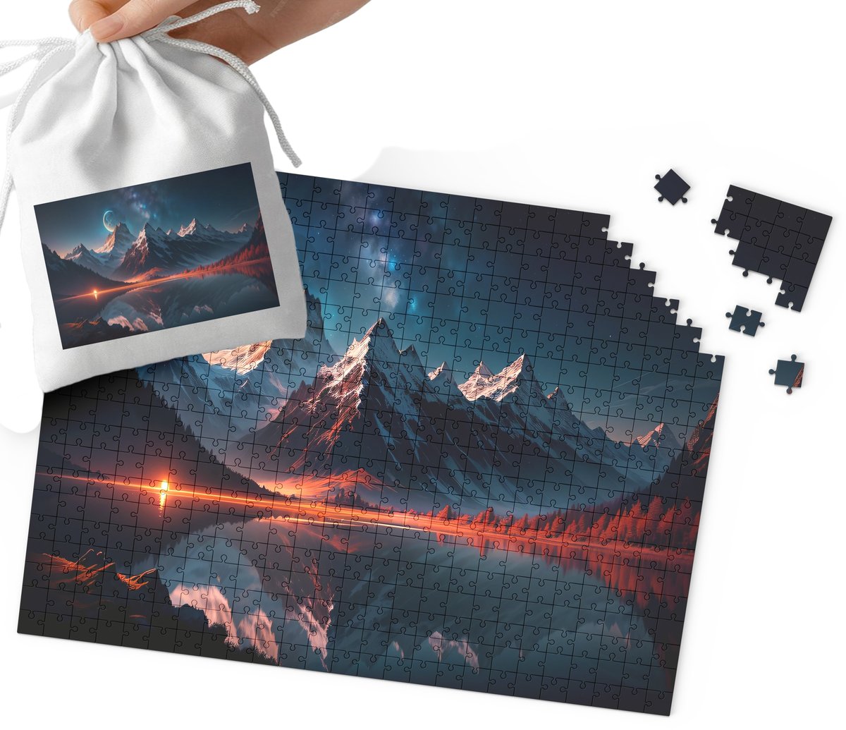 PUZZLE - PIĘKNE WIDOKI GÓRY NATURA WIELE WZORÓW PREZENT 110EL + WORECZEK