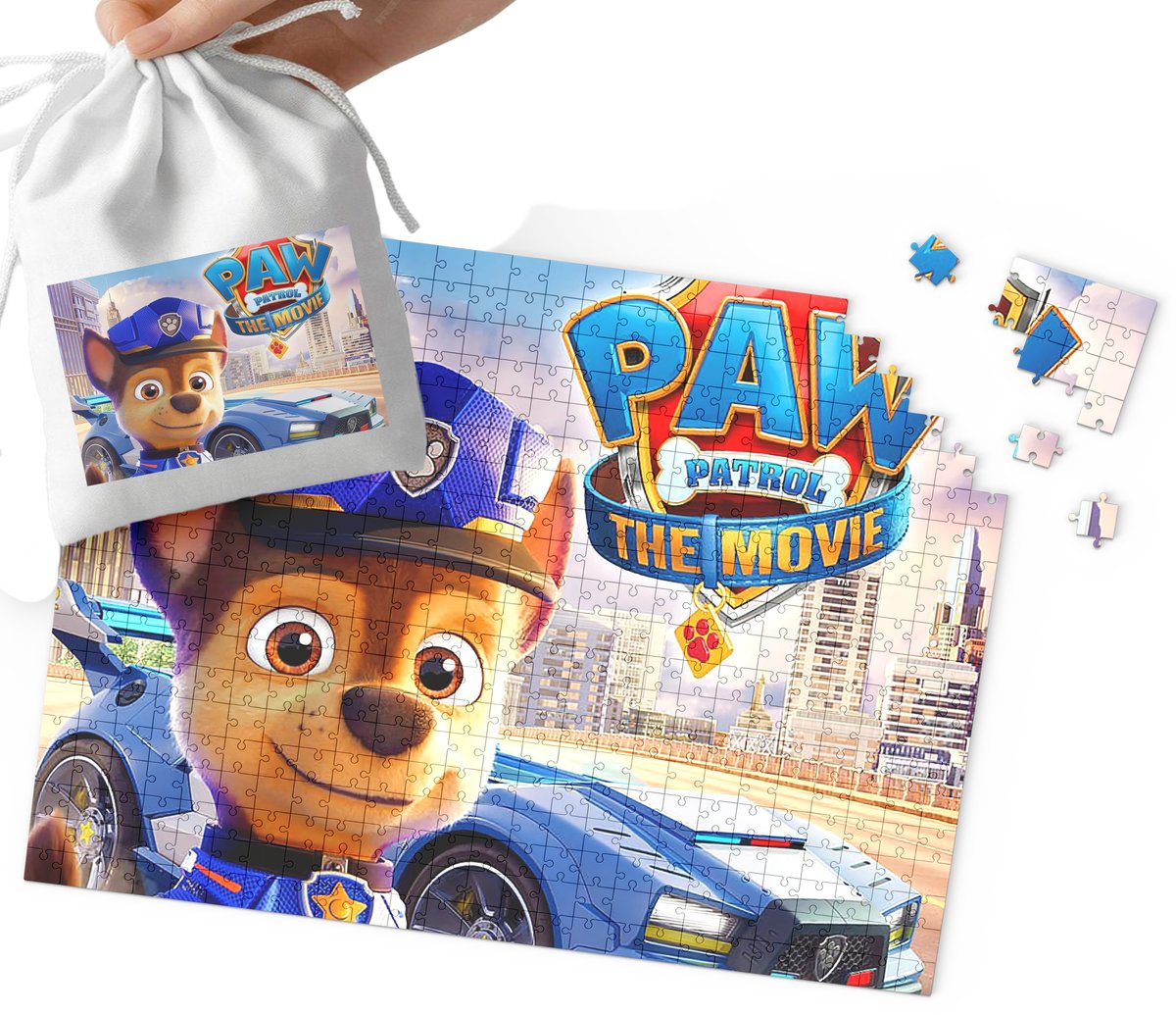 PUZZLE - PSI PATROL CHASE WZORY Z BAJEK I GIER DLA DZIECI 110EL + WORECZEK