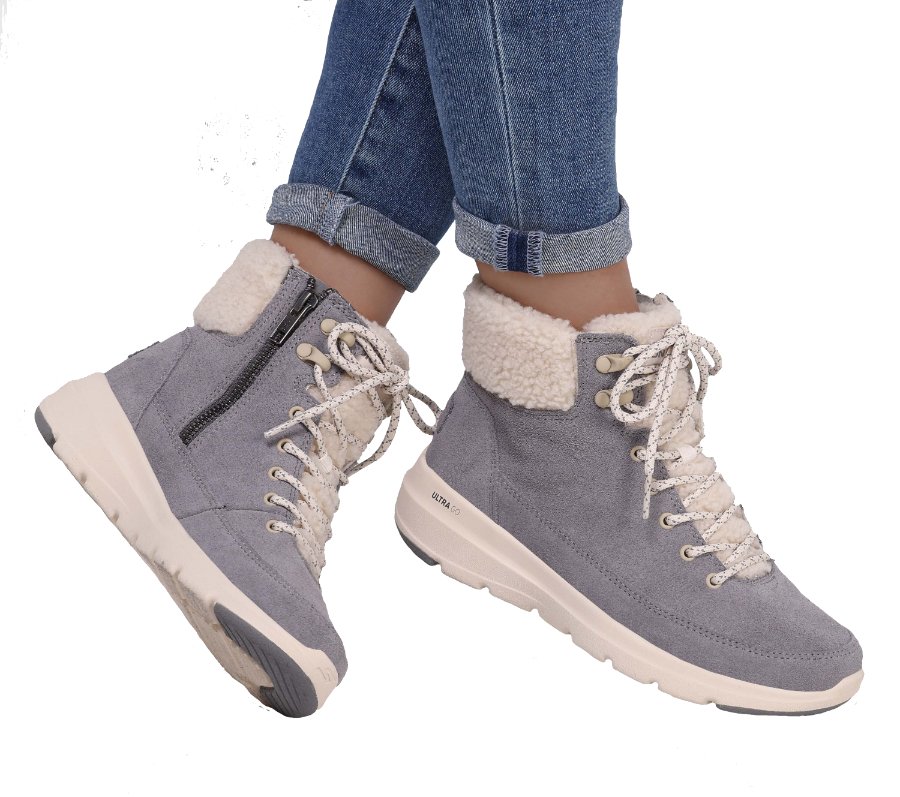 Buty zimowe damskie Skechers Glacial Ultra Woodlands ciepłe szare 37 EU