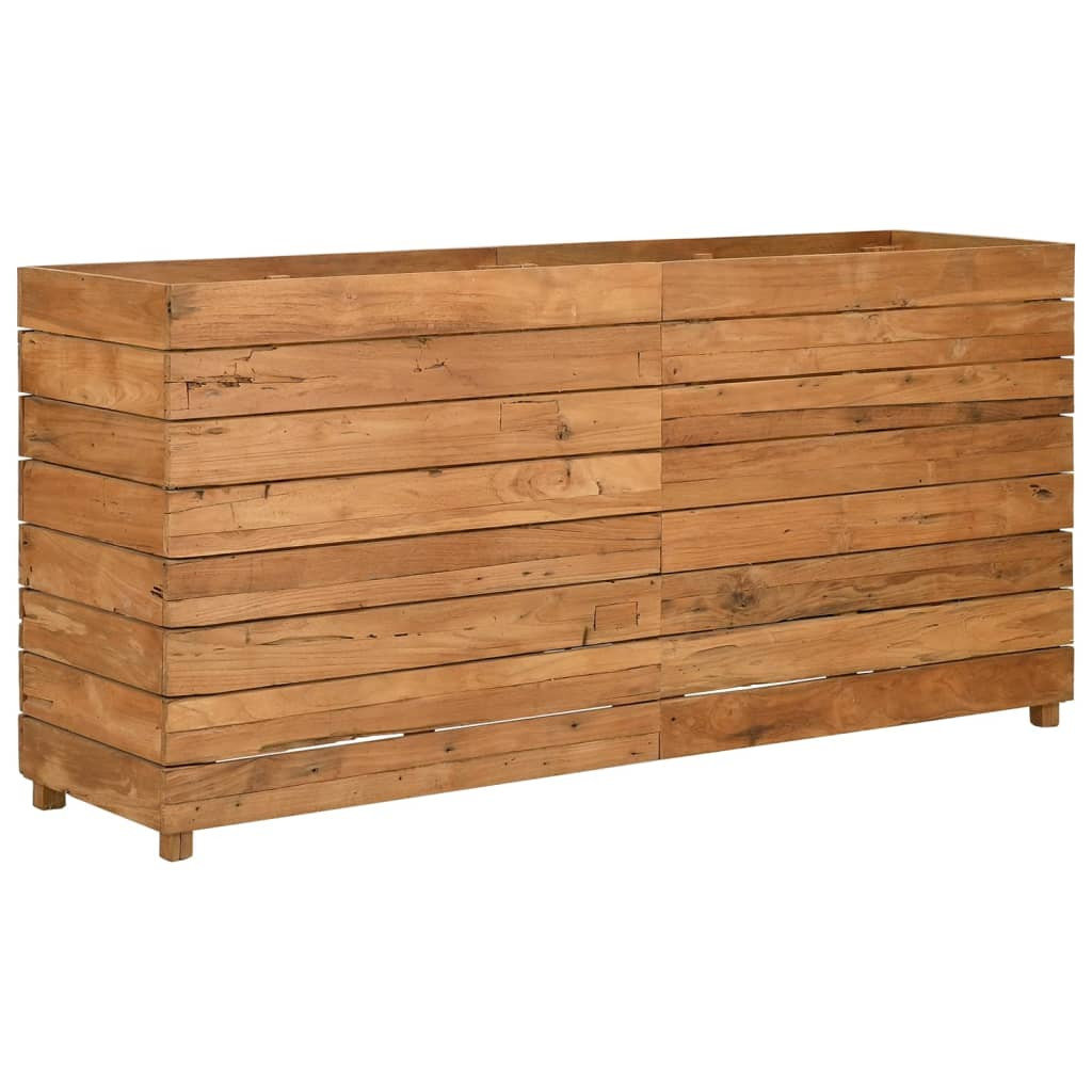 Podwyższona donica 150x40x72 cm drewno tekowe z recyklingu/stal