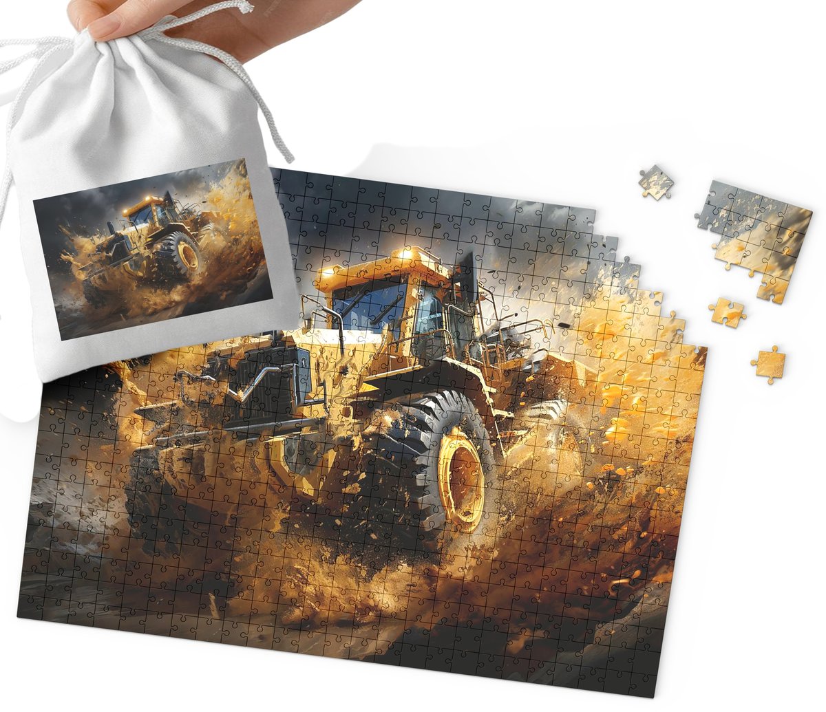 PUZZLE - MASZYNY BUDOWLANE WZORY DLA CHŁOPCA 110EL + WORECZEK