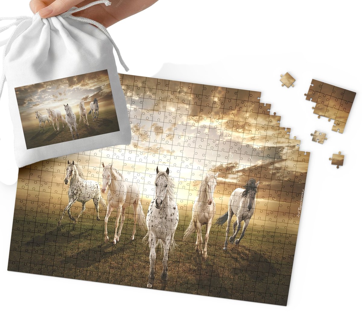 PUZZLE TRADYCYJNE - SŁODKI KONIK KOŃ STAJNIA WZORY PREZENT 192el + WORECZEK