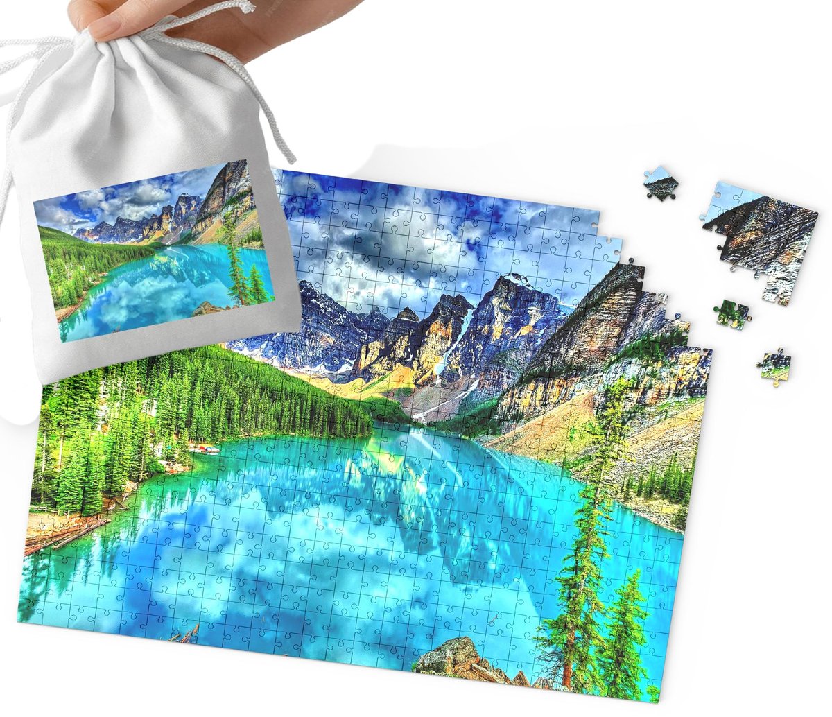 PUZZLE - PIĘKNE WIDOKI GÓRY LASY WIELE WZORÓW 110EL + WORECZEK