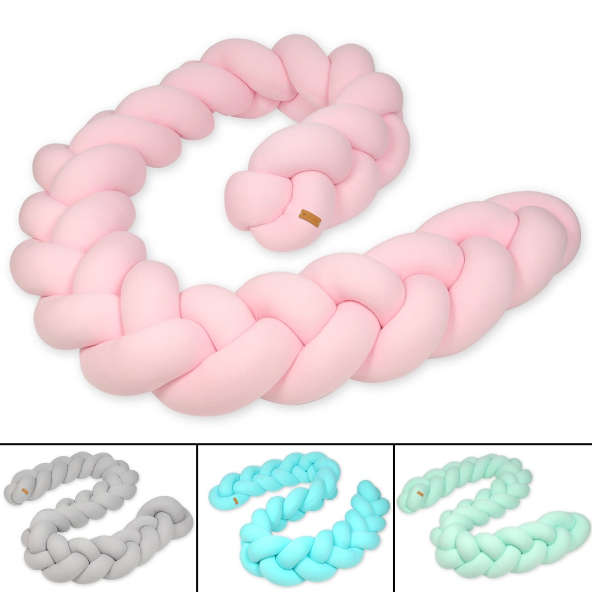 Pleciony ochraniacz do łóżeczka, warkocz, poduszka ok. 3,5 m Pleciony ochraniacz do łóżeczka, warkocz, poduszka ok. 3,5 m (wzór: szary)