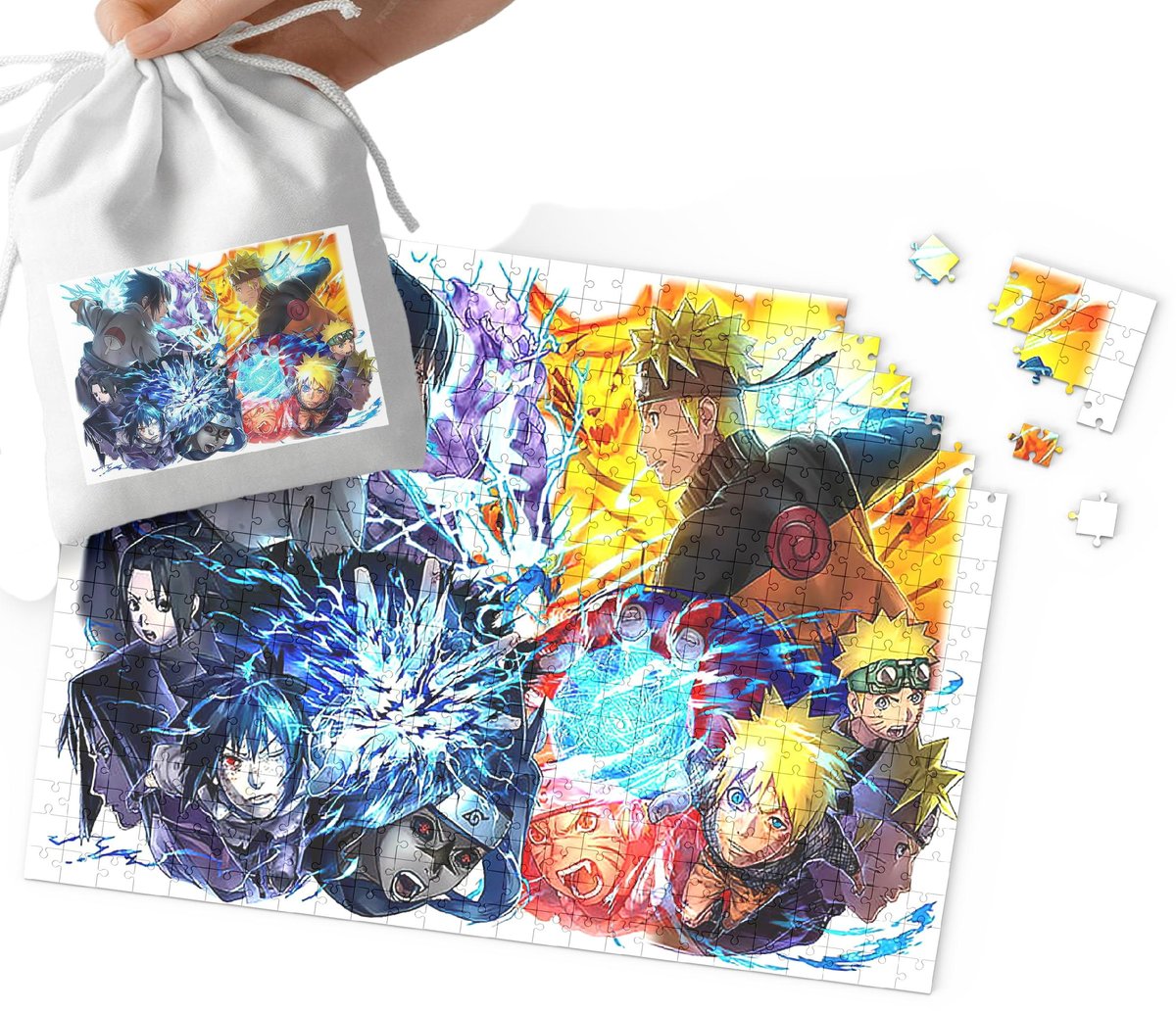 PUZZLE - NARUTO WZORY Z BAJEK I GIER PREZENT DLA DZIECI 120el +WORECZEK