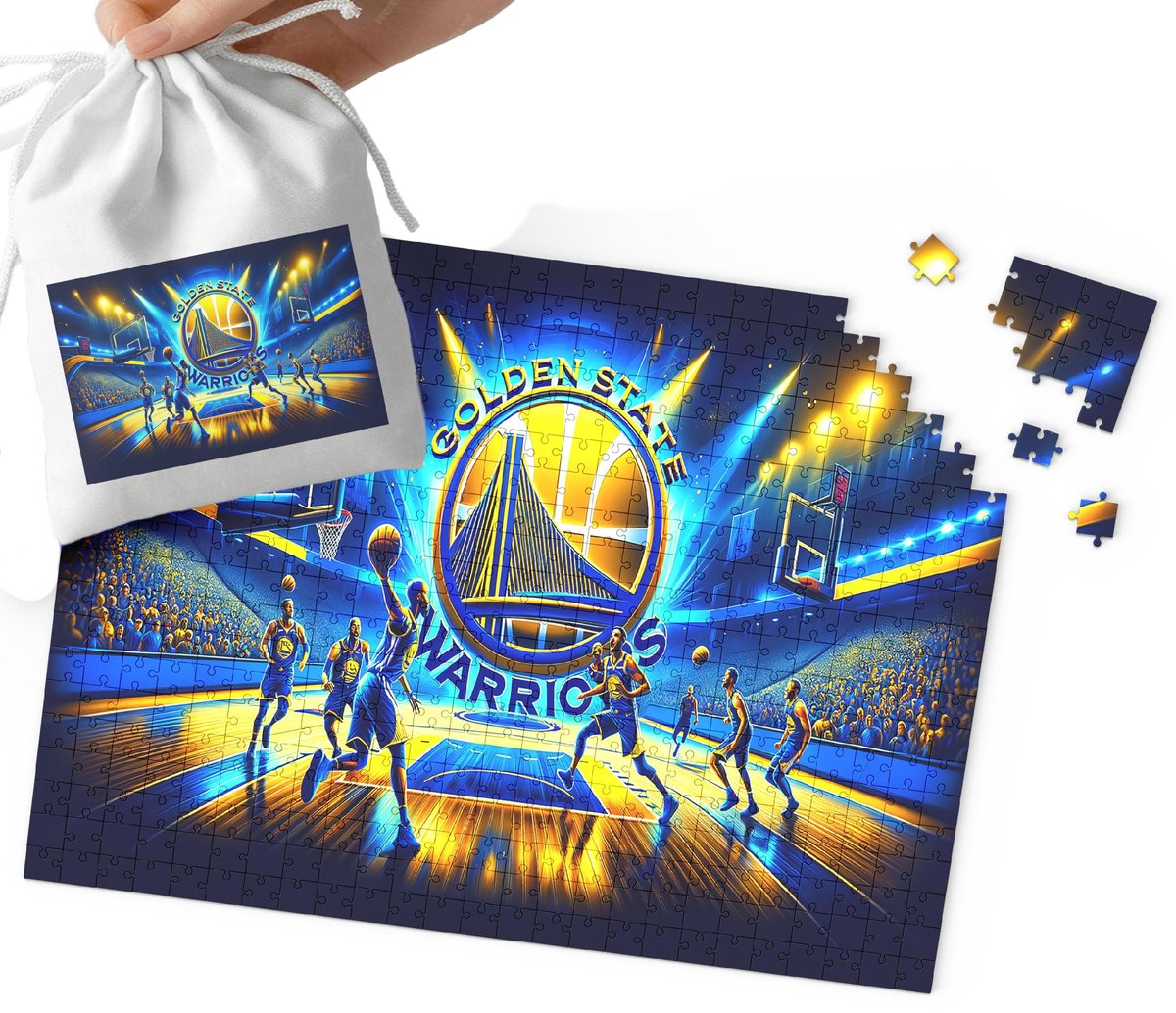 PUZZLE - Golden State Warriors WZORY DLA FANA KOSZYKÓWKI 110EL + WORECZEK