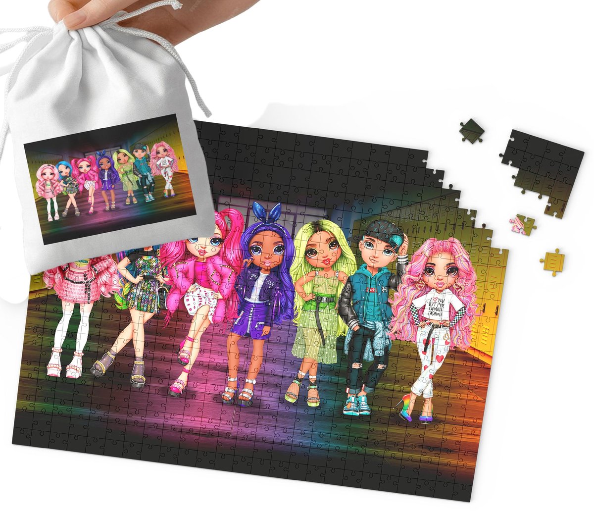 PUZZLE - Rainbow High WZORY DLA DZIEWCZYNKI PREZENT 120el + WORECZEK