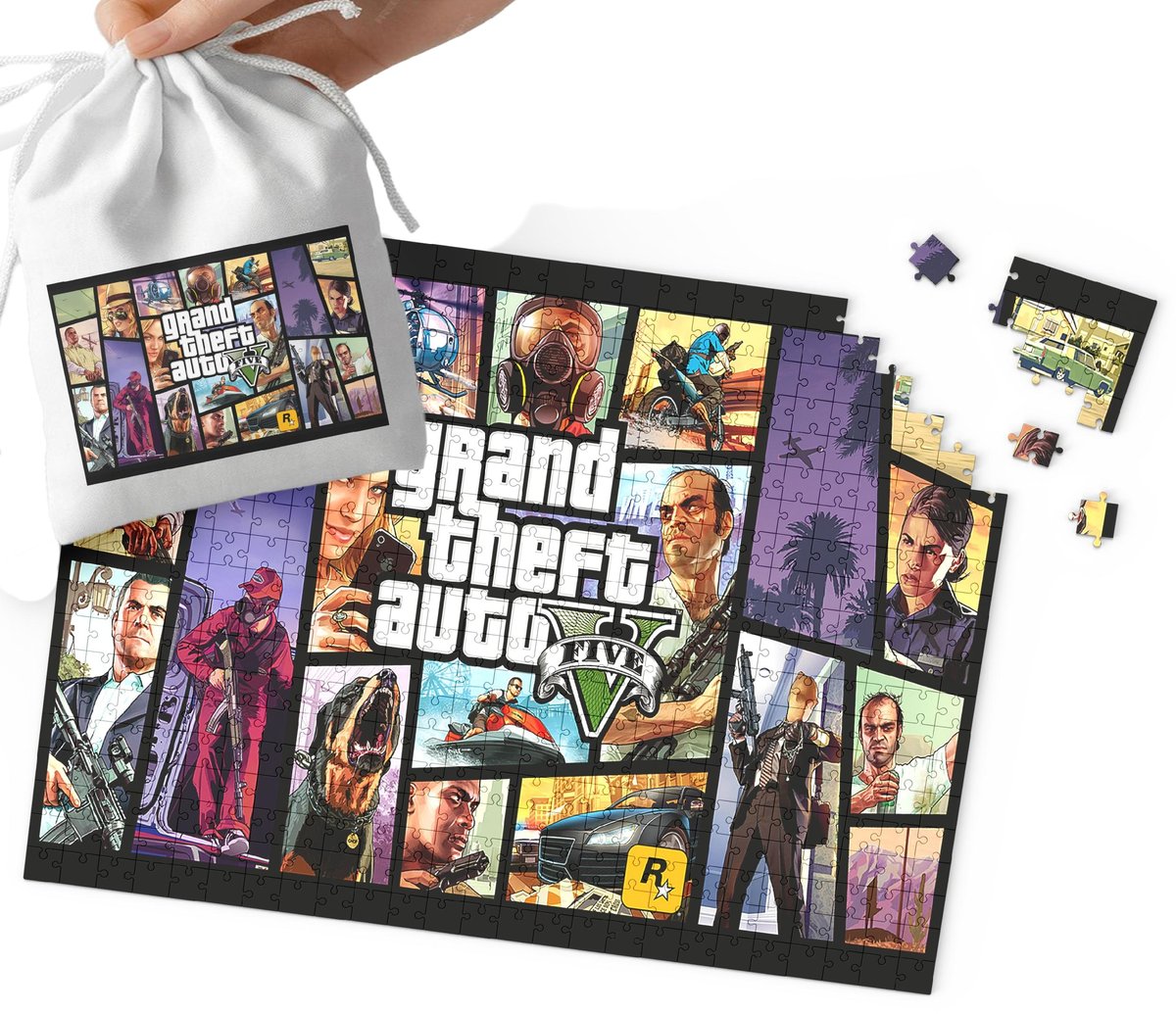 PUZZLE - GTA WZORY Z BAJEK I GIER SUPER PREZENT DLA DZIECI 110EL + WORECZEK
