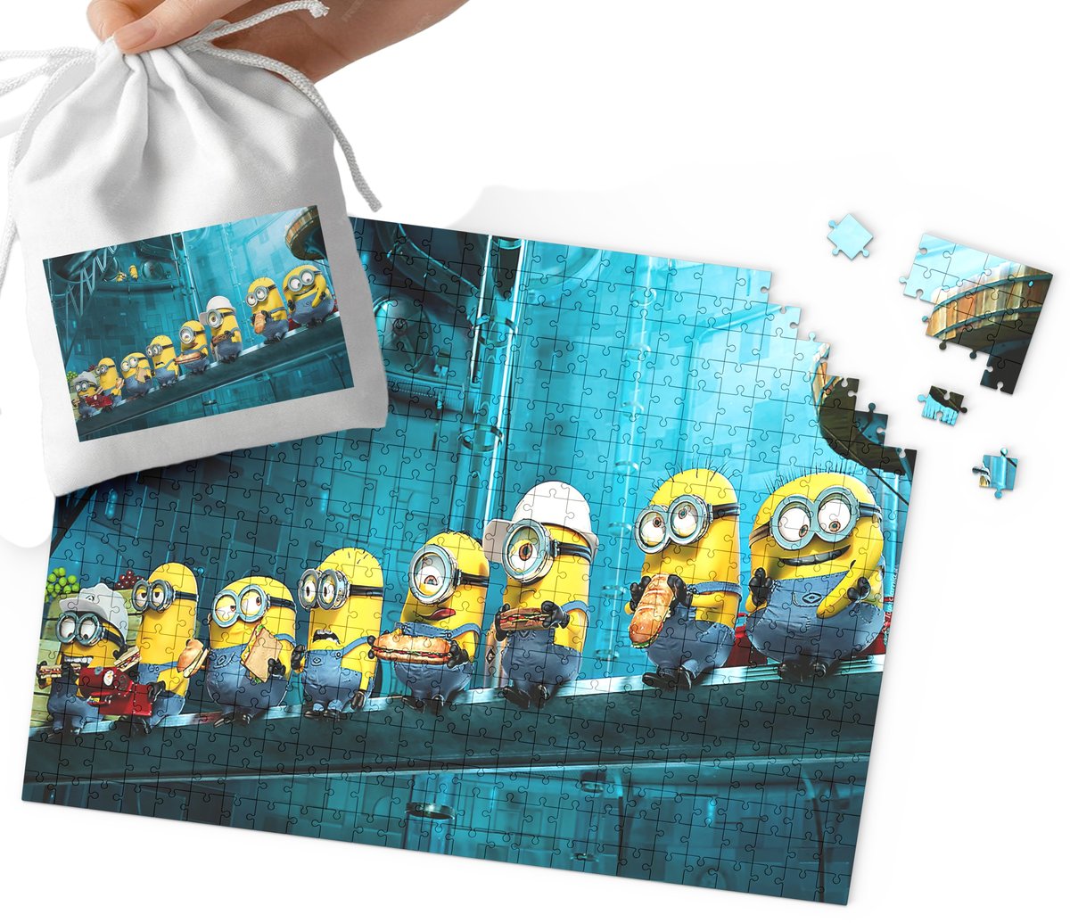 PUZZLE - MINIONKI WZORY Z BAJEK I GIER PREZENT NA ŚWIĘTA 120el WORECZEK