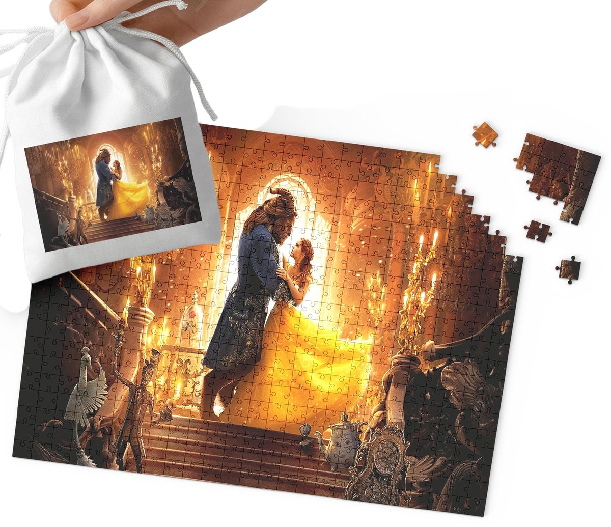 PUZZLE - Piękna i Bestia WZORY Z BAJEK I GIER 110EL + WORECZEK