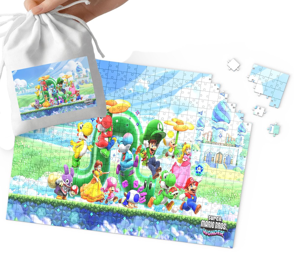 PUZZLE - SUPER MARIO WZORY Z BAJEK I GIER PREZENT NA ŚWIĘTA 110EL WORECZEK