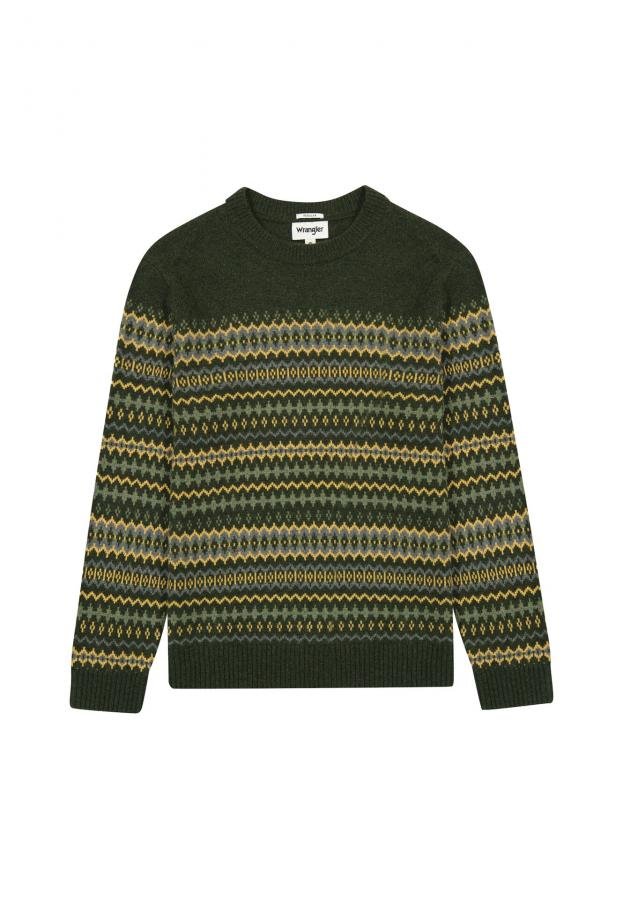 SWETER MĘSKI WRANGLER 112357294 FAIRISLE SWEATER VERDANT GREEN XL