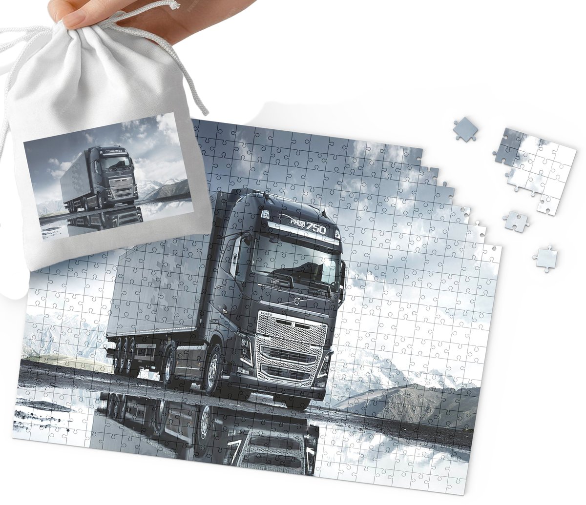 PUZZLE - CIĘŻARÓWKA TIR WZORY DLA CHŁOPCA 110EL + WORECZEK