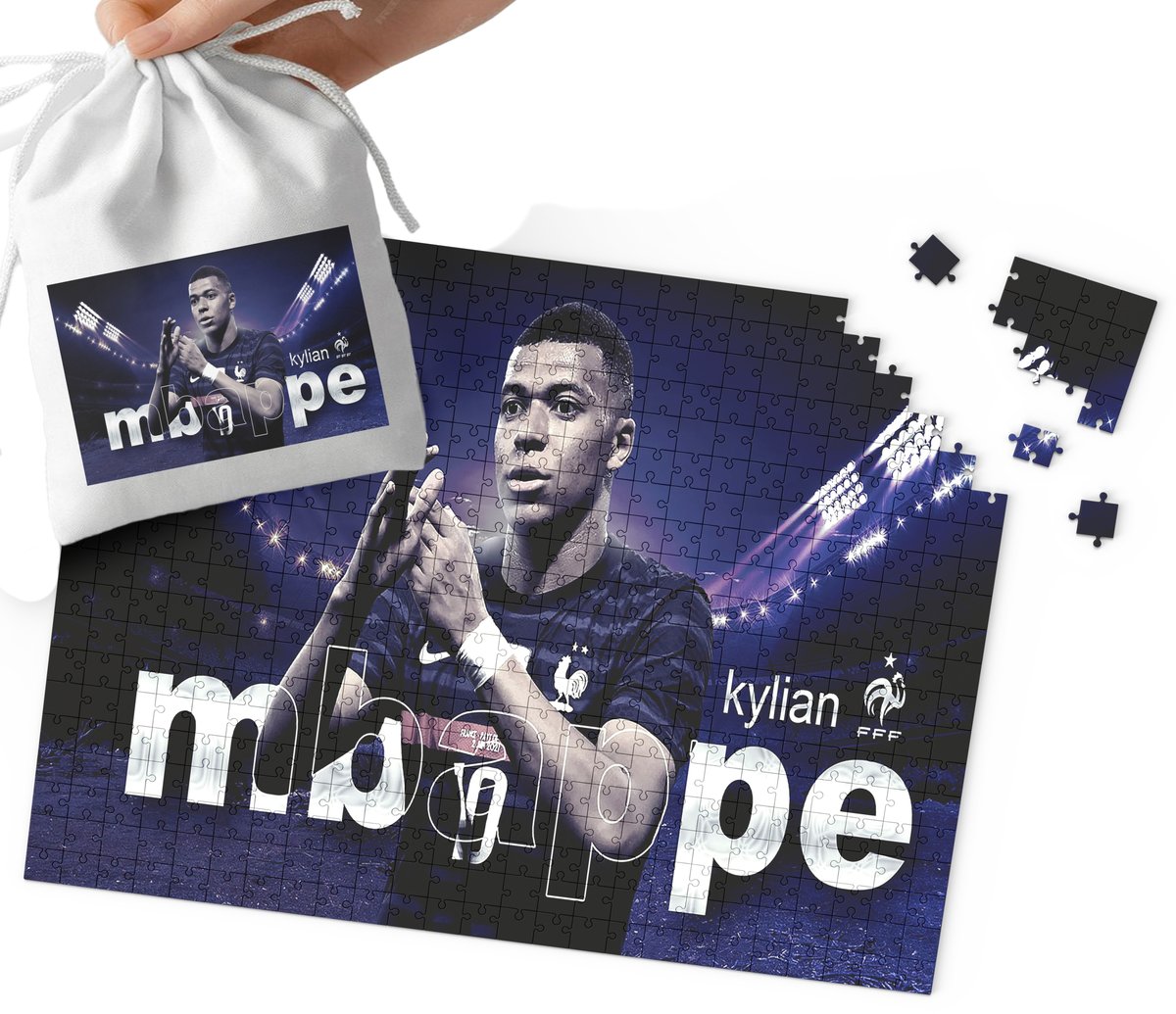 PUZZLE - KYLIAN MBAPPE WZORY DLA MAŁEGO PIŁKARZA 110EL + WORECZEK